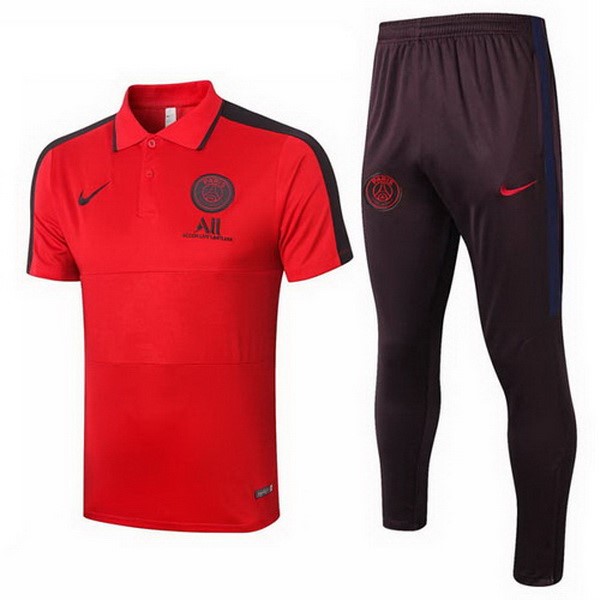 Polo Paris Saint Germain Conjunto Completo 2020 2021 Rojo Negro